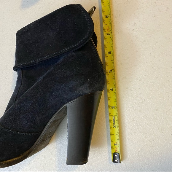 Lockharte Suede Leather Fold-Over Heeled Platform Booties Size 7 - Picture 5 of 11